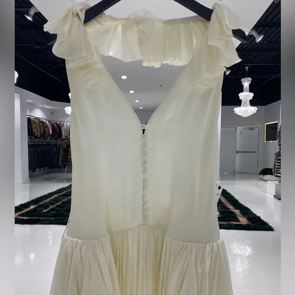 KHAITE Maryam Open-back Ruffled Pleated Silk Crepe de Chine Maxi Dress - Picture 3 of 12